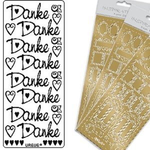 Kreativ Sticker Danke, gold, groß