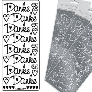 Kreativ Sticker Danke, silber, groß