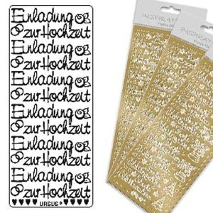 Kreativ Sticker Einladung Hochzeit, gold