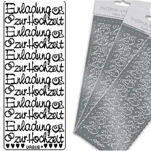 Kreativ Sticker Einladung Hochzeit, silb