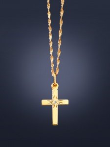 Kreuzanhänger, Gold mit Diamant