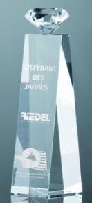 Kristallblock mit Glasdiamant oben