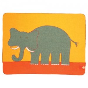 % KUSCHEL-ELEFANT Baby-Decke orange/gelb