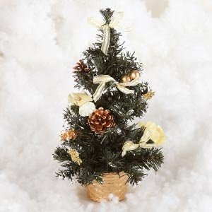 Künstlicher Weihnachtsbaum mit Deko in Gold 30 cm