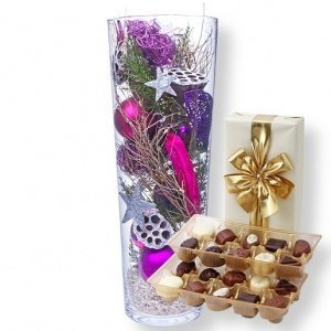 Kugelvase Bohemian (40 cm) und Pralinen