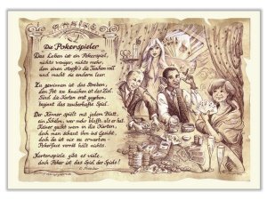 Kunstbild Poker auf Antikpapier im A4-Fo