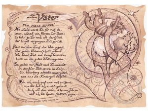 Kunstbild auf Antikpapier im A4-Format -