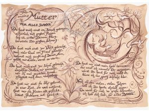 Kunstbild auf Antikpapier im A4-Format -