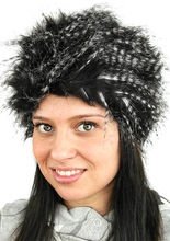Kunstfell-Mütze schwarz-weiss
