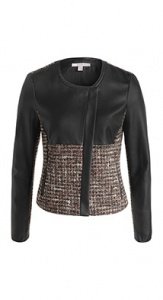 Kurzjacke in Tweed-Leder-Optik