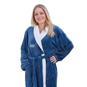 Kuschel-Bademantel mit Bestickung