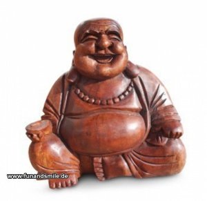 Lachender Glücksbuddha - Edelholz