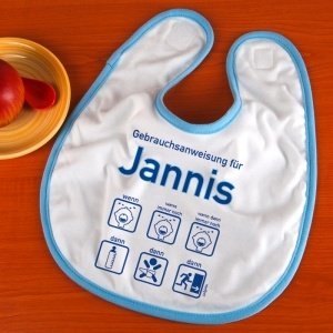 Lätzchen mit Gebrauchsanweisung für Baby-Jungen