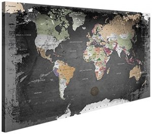 Weltkarte Graphit mit Kork