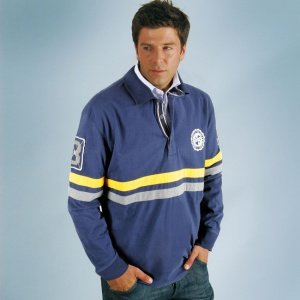 Langarm-Poloshirt Stripes, navy