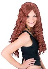 Lange Locken Perücke kastanie