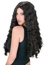 Lange Locken Perücke schwarz