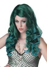 Langhaar Locken Meerjungfrau Perücke grü