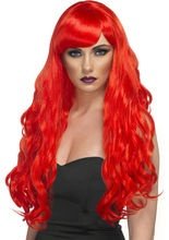 Langhaar Locken Pony Teufelin Perücke ro