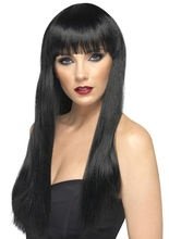 Langhaar Pony Hexe Gothic Perücke glatt 