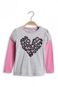 Layer T-Shirt mit Herz aus Pailletten