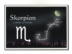 LED Bild mit Ihrem Sternzeichen Skorpion