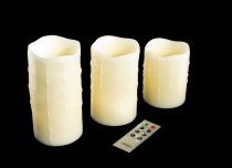 LED-Echtwachs-Kerzen 3er Set mit Timer u