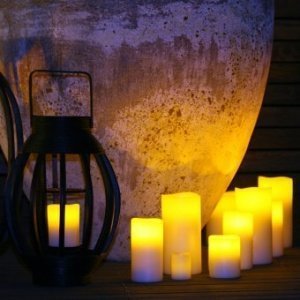 LED-Echtwachskerze L elfenbein