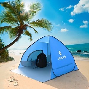 WolfWise Strandzelt Strandmuschel UV Schutz Unterstand Zelt Automatisch Pop Up Zelt Tragbar Blau