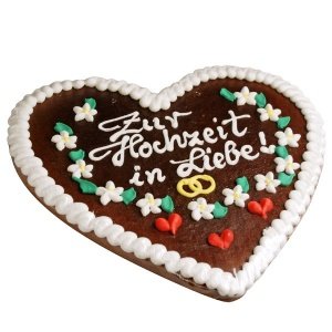 Lebkuchenherz Groß, 22 x 23 cm, weiß