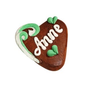 Lebkuchenherz Mini, 7 x 8 cm, grün-weiß