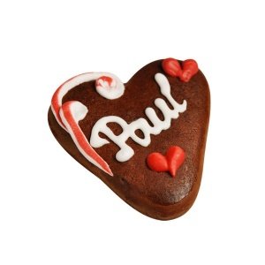 Lebkuchenherz Mini, 7 x 8 cm, rot-weiß