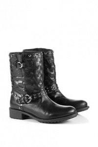 Leder Biker Stiefel in Flechtoptik
