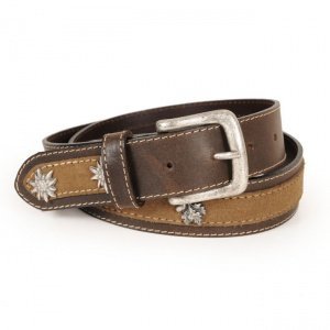 Ledergürtel Edelweiß, choco/cognac, 85 c