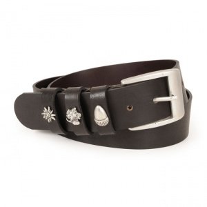 Ledergürtel Edelweiß, schwarz, 95 cm