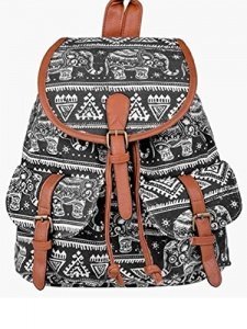 Leefrei Casual Canvas Damen und Herren Rucksack (Elefant Schwarz)