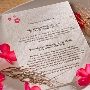 Letterpress Hochzeitseinladung Blütenzau