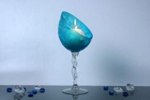 Leuchter blau schräg 30cm