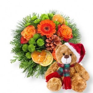 Leuchtfeuer und Weihnachts-Teddy