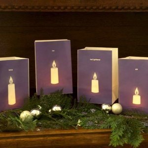 LICHTTÜTE x4  AdventKRANZ LILA  Kerzen