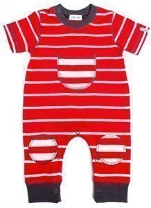 Lilly+Sid Kurzarm Strampler Rot/Weiß