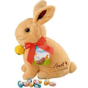 Lindt & Sprüngli Stoff Goldhase mit Mini Eiern, 1er Pack (1 x 100 g)