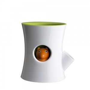 Log & Squirrel Blumentopf weiß/grün