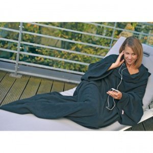 Lounge-Plaid mit Ärmeln, schwarz