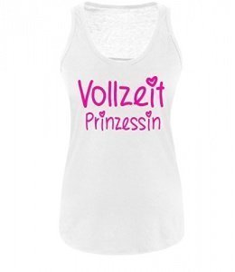 Luckja Vollzeit Prinzessin Damen Tanktop Weiss-Neonpink Grösse M