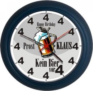 Lucky Clocks Wanduhr KEIN BIER VOR VIER 