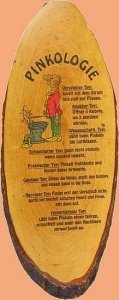 Lustiges Holzschild mit Rinde - Pinkolog