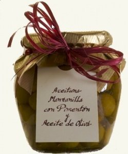 Manzanilla Oliven mit Rosenpaprika, 200g