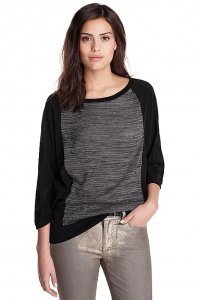 Material-Mix Bat-Shirt