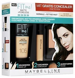 Maybelline New York Set Matt und Poreless Make-Up 105, Master Heat Blush 40, 1er Pack (1 x 3 Stück)